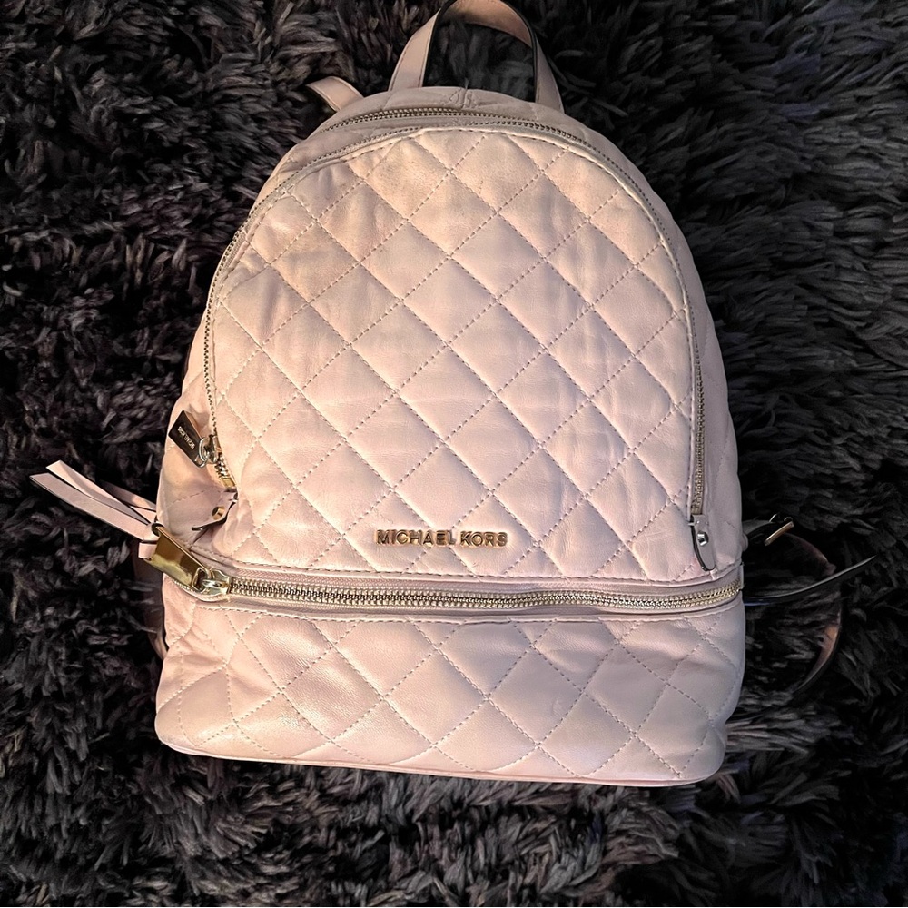 Michael Kors Rhea Pink Quilted Backpack - AS IS - Picture 2 of 14